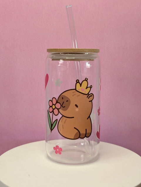 Vaso Temático de Vidrio con Tapa